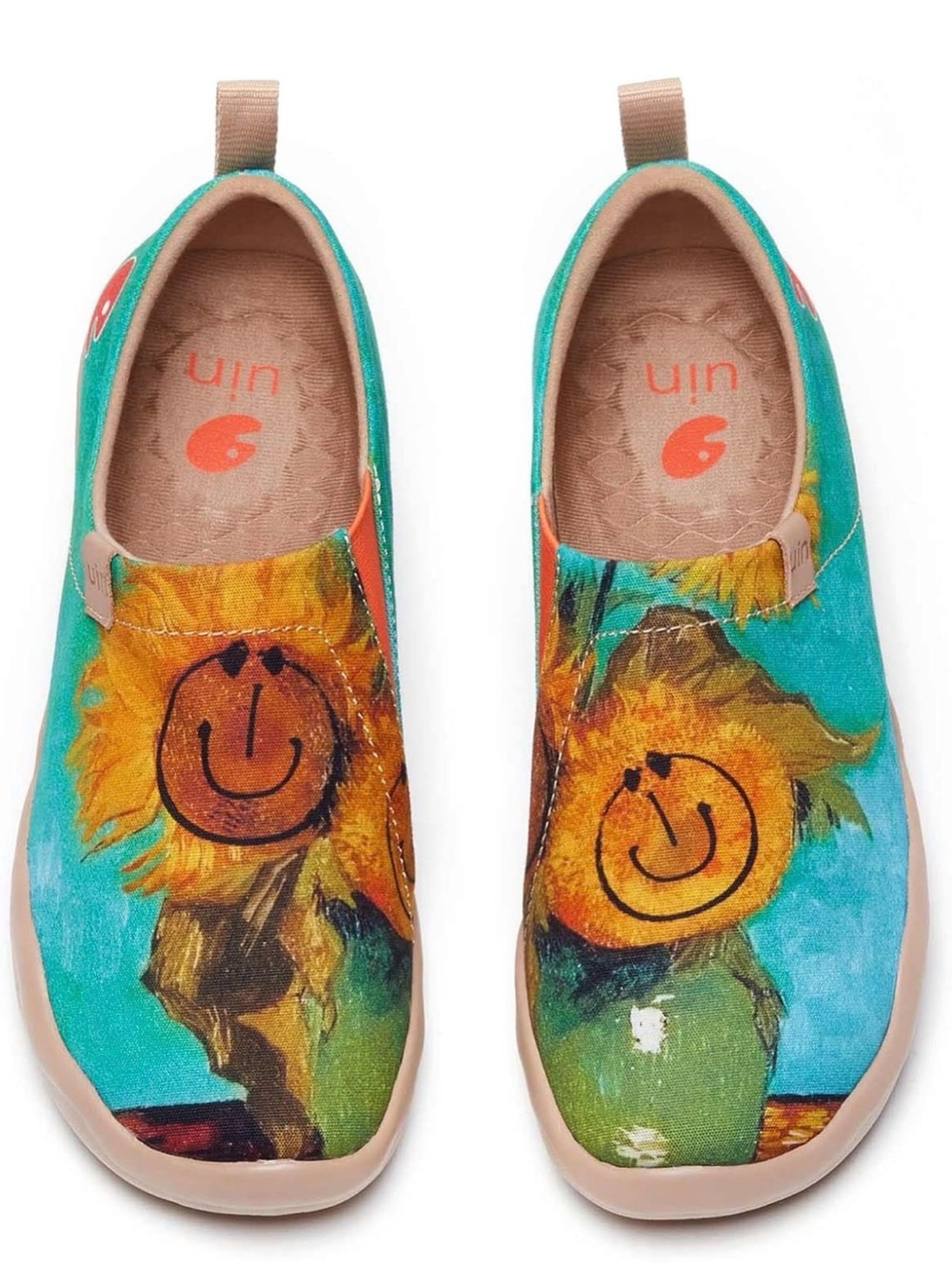 UIN Floral Smiley Art Slip-On Loafers Size 6 New